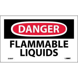 NMC D38AP Danger, Flammable Liquids Label, PS Vinyl, 3" x 5", 5/Pk