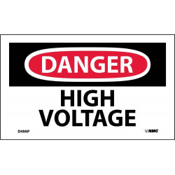 NMC D49AP Danger, High Voltage Label, PS Vinyl, 3" x 5", 5/Pk