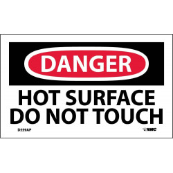 NMC D559AP Danger, Hot Surface Do Not Touch Label, PS Vinyl, 3" x 5", 5/Pk