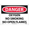 AccuformNMC MCHL OSHA Danger Safety Sign, Oxygen No Smoking No Open Flames
