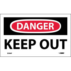 NMC D59AP Danger, Keep Out Label, PS Vinyl, 3" x 5", 5/Pk