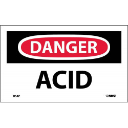 NMC D5AP Danger, Acid Label, PS Vinyl, 3" x 5", 5/Pk