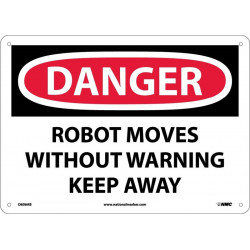 NMC D606 Danger, Robot Moves Without Warning Keep Away Sign, 10" x 14"