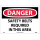 NMC D609 Danger, Safety Belts Required In This Area Sign, 10" x 14"