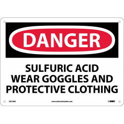 NMC D616 Danger, Sulfuric Acid Use Protection Sign, 10" x 14"