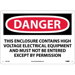 NMC D617 Danger, High Voltage Sign, 10" x 14"
