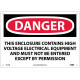 NMC D617 Danger, High Voltage Sign, 10" x 14"