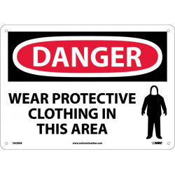 NMC D628 Danger, Wear Protective Clothing In This Area Sign, 10" x 14"