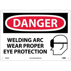 NMC D630 Danger, Welding Arc Wear Proper Eye Protection Sign, 10" x 14"