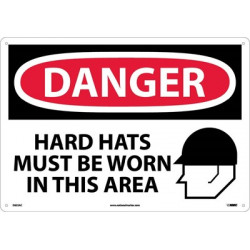 NMC D633 Large Format Danger, Hard Hats Must Be Worn Sign