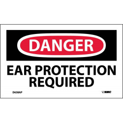 NMC D638AP Danger, Ear Protection Required Label, PS Vinyl, 3" x 5", 5/Pk