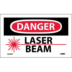 NMC D639AP Danger, Laser Beam Label, PS Vinyl, 3" x 5", 5/Pk