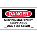 NMC D640AP Danger, Moving Machinery Keep Hands And Feet Clear Label, PS Vinyl, 3" x 5", 5/Pk