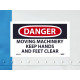 NMC D640AP Danger, Moving Machinery Keep Hands And Feet Clear Label, PS Vinyl, 3" x 5", 5/Pk