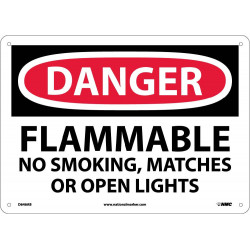NMC D646 Danger, Flammable No Smoking Sign, 10" x 14"