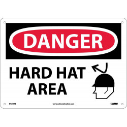 NMC D650 Danger, Hard Hat Area Sign, 10" x 14"