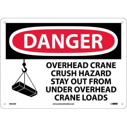 NMC D652 Danger, Overhead Crane Sign, 10" x 14"