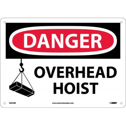NMC D653 Danger, Overhead Hoist Sign, 10" x 14"