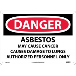 NMC D656 Danger, Asbestos Cancer And Lung Disease H Sign, 10" x 14"