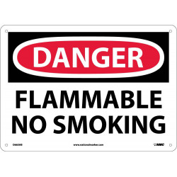 NMC D663 Danger, Flammable No Smoking Sign, 10" x 14"