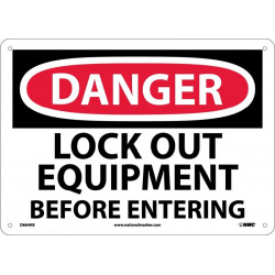 NMC D664 Danger, Lock Out Equipment Before Entering Sign, 10" x 14"