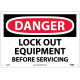 NMC D665 Danger, Lock Out Equipment Before Servicing Sign, 10" x 14"