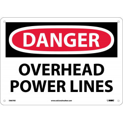 NMC D667 Danger, Overhead Power Lines Sign, 10" x 14"