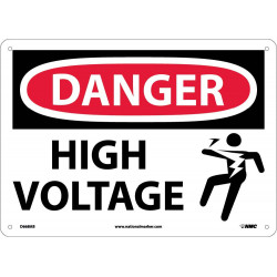 NMC D668 Danger, High Voltage Sign, 10" x 14"