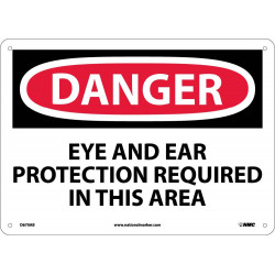 NMC D670 Danger, Eye And Ear Protection Required In This Area Sign, 10" x 14"