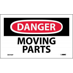 NMC D675AP Danger, Moving Parts Label, PS Vinyl, 3" x 5", 5/Pk
