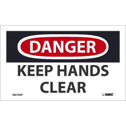 NMC D679AP Danger, Keep Hands Clear Label, PS Vinyl, 3" x 5", 5/Pk