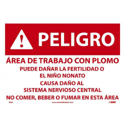 NMC D681 Danger, Spanish Lead Work Area Sign, Paper, 10" x 14", 100/Pk