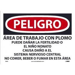 NMC D683 Danger, Spanish Lead Work Area Sign, Paper, 10" x 14", 100/Pk