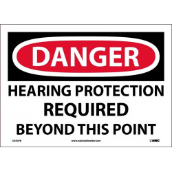 NMC D685PB Danger, Hearing Protection Required Beyond This Point Sign, PS Vinyl, 10" x 14"