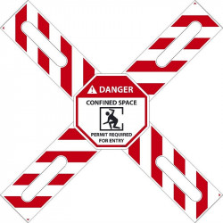 NMC D687 Danger, Confined Space Permit Required Cross Buck Kit, 42" x 12"