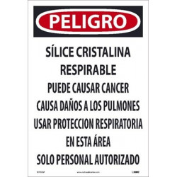 NMC D7035SP Danger, Spanish Respirable Crystalline Silica Sign, Paper, 19" x 13", 200/Pk