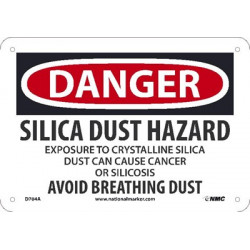NMC D704 Danger, Silica Dust Hazard Sign