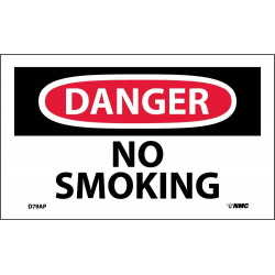 NMC D79AP Danger, No Smoking Label, PS Vinyl, 3" x 5", 5/Pk