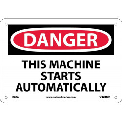 NMC D87 Danger, This Machine Starts Automatically Sign