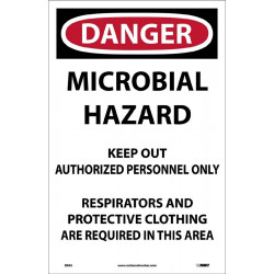 NMC D895 Danger, Microbial Hazard Paper Sign, 17" x 11", 100/Pk