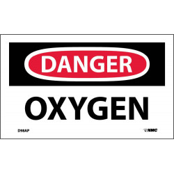 NMC D98AP Danger, Oxygen Label, PS Vinyl, 3" x 5", 5/Pk