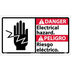 NMC DBA12 Danger, Electrical Hazard Sign - Bilingual, 10" x 18"