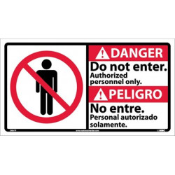 NMC DBA1 Danger, Do Not Enter Sign - Bilingual, 10" x 18"
