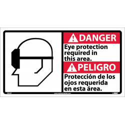 NMC DBA2 Danger, Eye Protection Required Sign - Bilingual, 10" x 18"