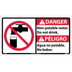 NMC DBA5 Danger, Non-Potable Water Sign - Bilingual, 10" x 18"