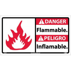 NMC DBA7 Danger, Flammable Sign - Bilingual, 10" x 18"