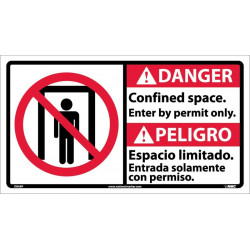NMC DBA8 Danger, Confined Space Sign - Bilingual, 10" x 18"