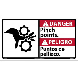 NMC DBA9 Danger, Pinch Points Sign - Bilingual, 10" x 18"