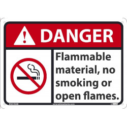 NMC DGA102AB Danger, Flammable Material No Smoking Or Open Flames Sign, 10 " x 14", .040 Alum