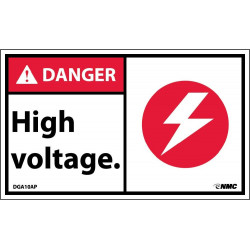 NMC DGA10AP Danger, High Voltage Label, PS Vinyl, 3" x 5", 5/Pk